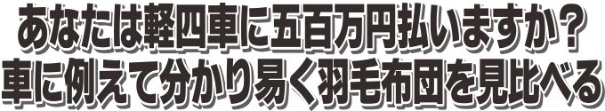 あなたは軽四車に五百万円払いますか？羽毛布団ではまかり通っている事をご存知ですか？