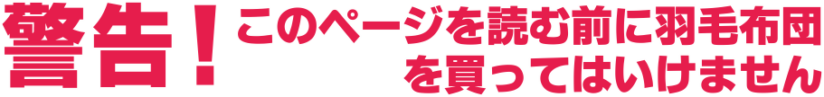 警告！このページを読む前に他の羽毛布団を買ってはいけません