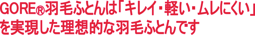 GORE&reg羽毛ふとんはキレイ・軽い・ムレにくいを実現した理想的な羽毛ふとんです