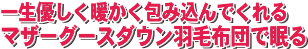 一生優しく暖かく包み込んでくれるマザーグースダウン羽毛布団で眠る