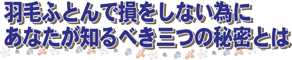 羽毛ふとんで損をしない為にあなたが知るべき三つの秘密とは