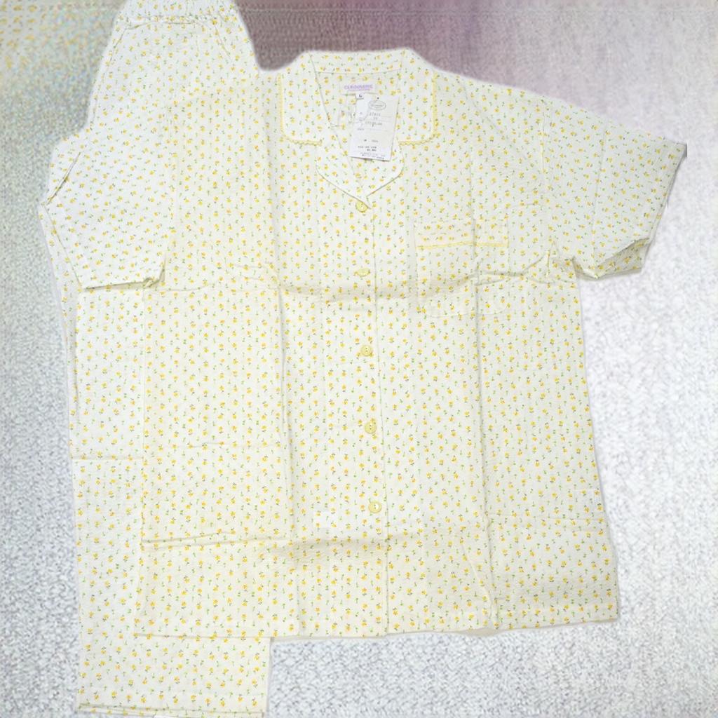 婦人ナイティパジャマ[半袖長ズボン]驚き価格】M寸cleophine37414綿100％日本製